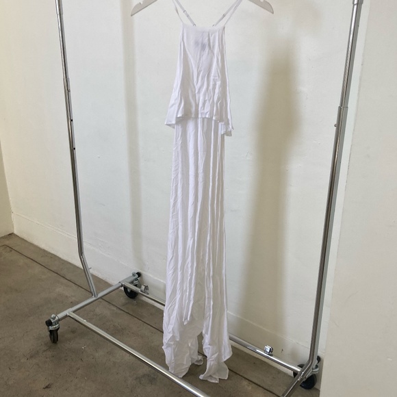 Asymmetrical Sheer White Halter Neck Dress - Picture 2 of 5